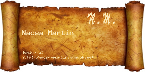 Nacsa Martin névjegykártya
